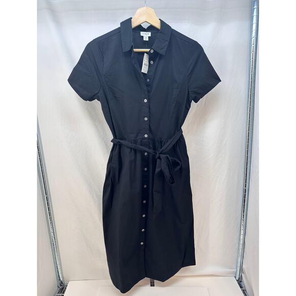 NWT - J. Crew Womens Black Short Sleeve Dress w/ Pockets & Belt Size 00 - Picture 1 of 5